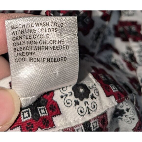 Como Woman Floral Print Tunic 3X 100% Cotton Short Sleeve Red/Black/White - Picture 10 of 10